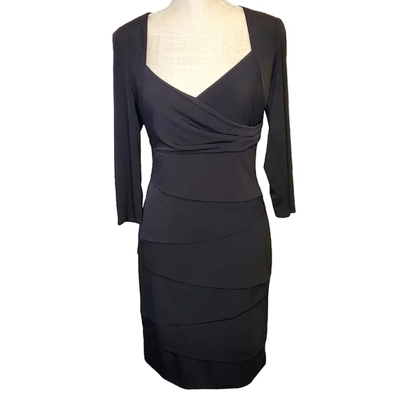 white house black market formal dress White House Black Market Black and White Geometric Sheath Dress